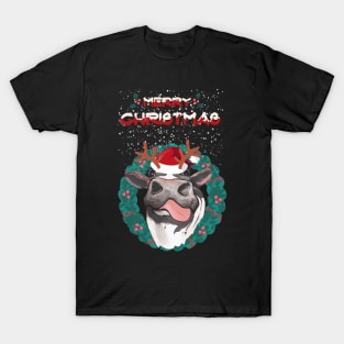 Christmas sweater cow reindeer horns and nose christmas T-Shirt